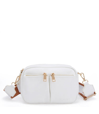Cartera Mujer Bandolera Grande Cierres Off White