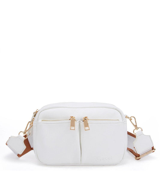 Cartera Mujer Bandolera Grande Cierres Off White