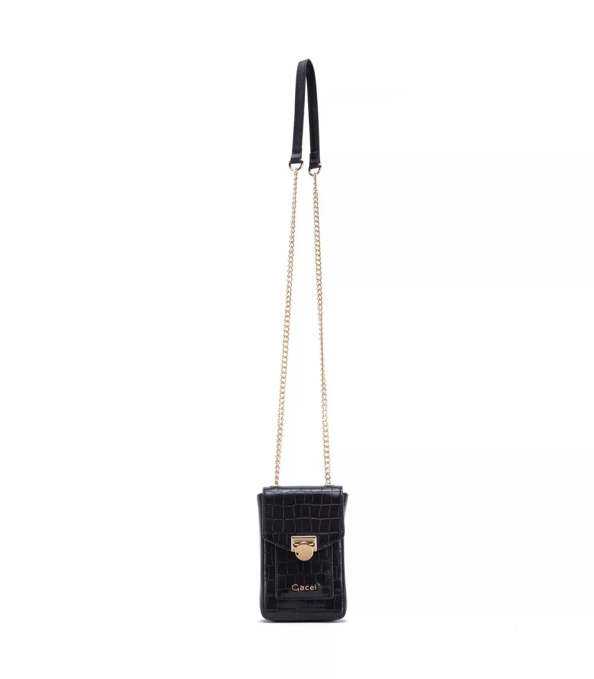 Cartera Mujer Bandolera Croco Negro