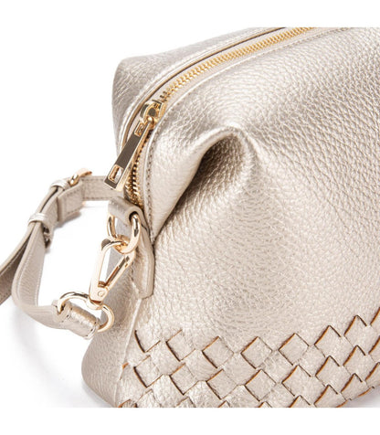 Cartera Mujer Bandolera Grande Dorado Graneado