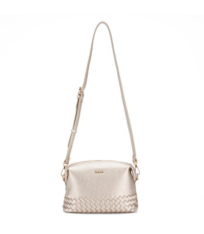 Cartera Mujer Bandolera Grande Dorado Graneado