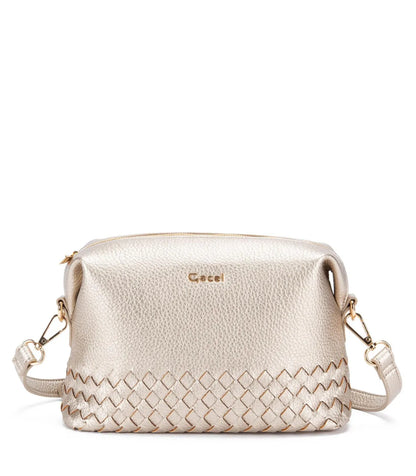 Cartera Mujer Bandolera Grande Dorado Graneado