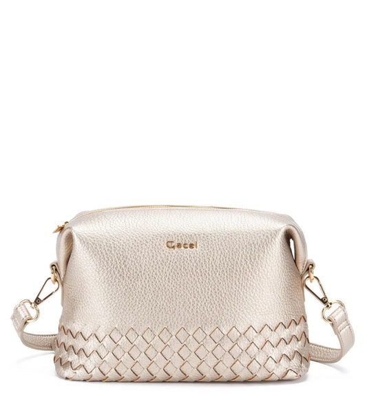 Cartera Mujer Bandolera Grande Dorado Graneado