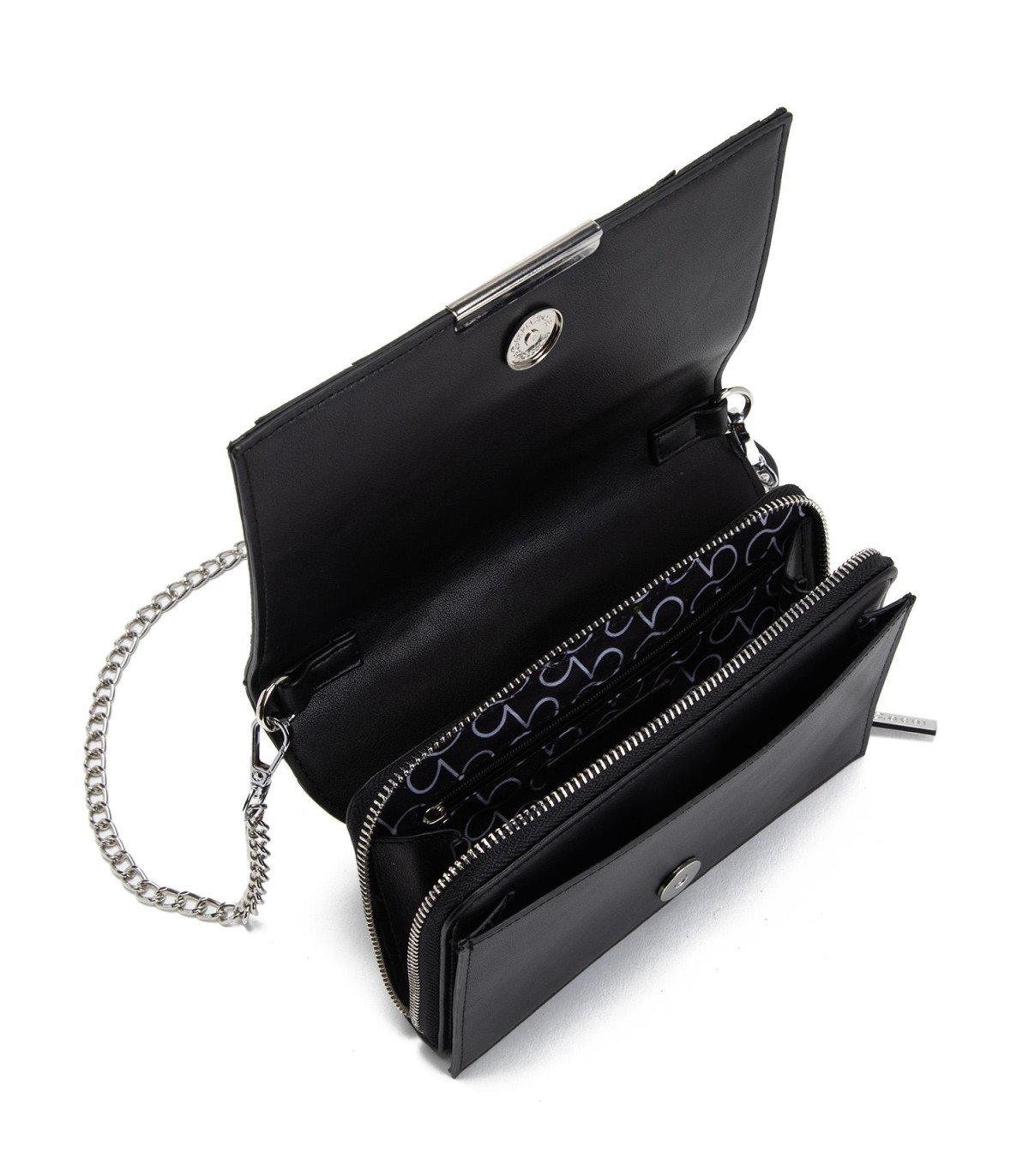 Cartera MujerClutch Brillo Negro