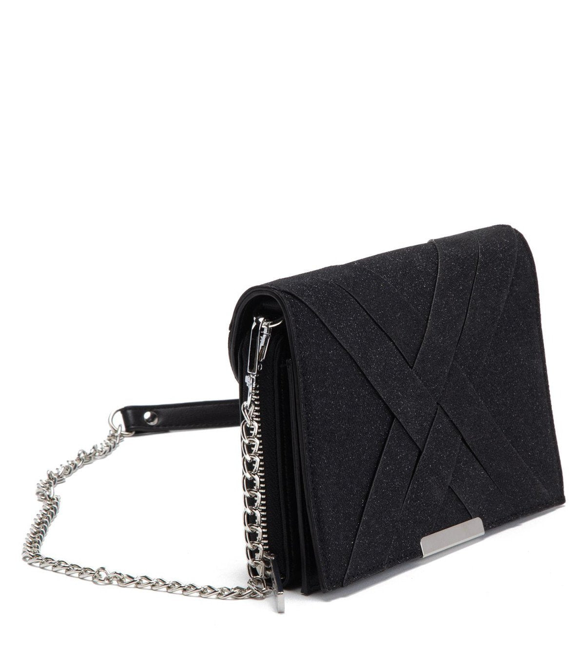 Cartera MujerClutch Brillo Negro