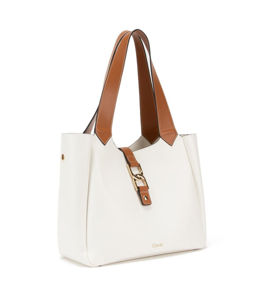 Cartera Mujer Dos Asas Grande Blanco