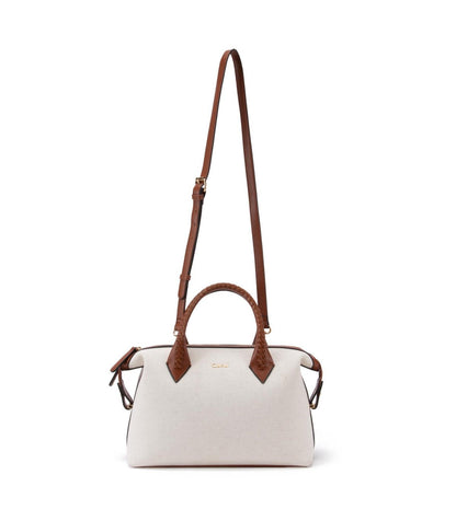 Cartera Mujer Dos Asas Mediana Tostado/Off White