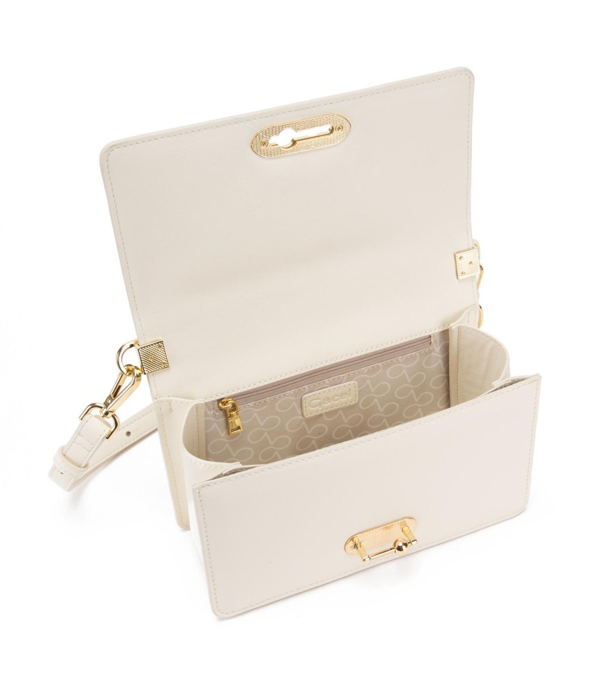 Cartera Mujer Retro Con Tapa Pequeña Off White