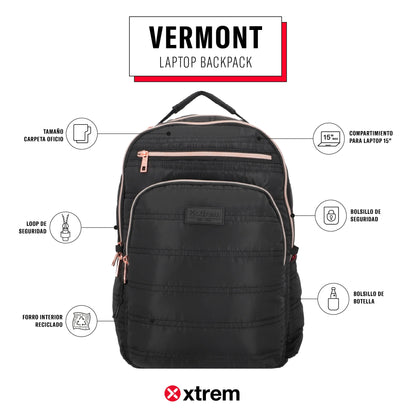 Mochila para notebook 15" Vermont negra/rosada