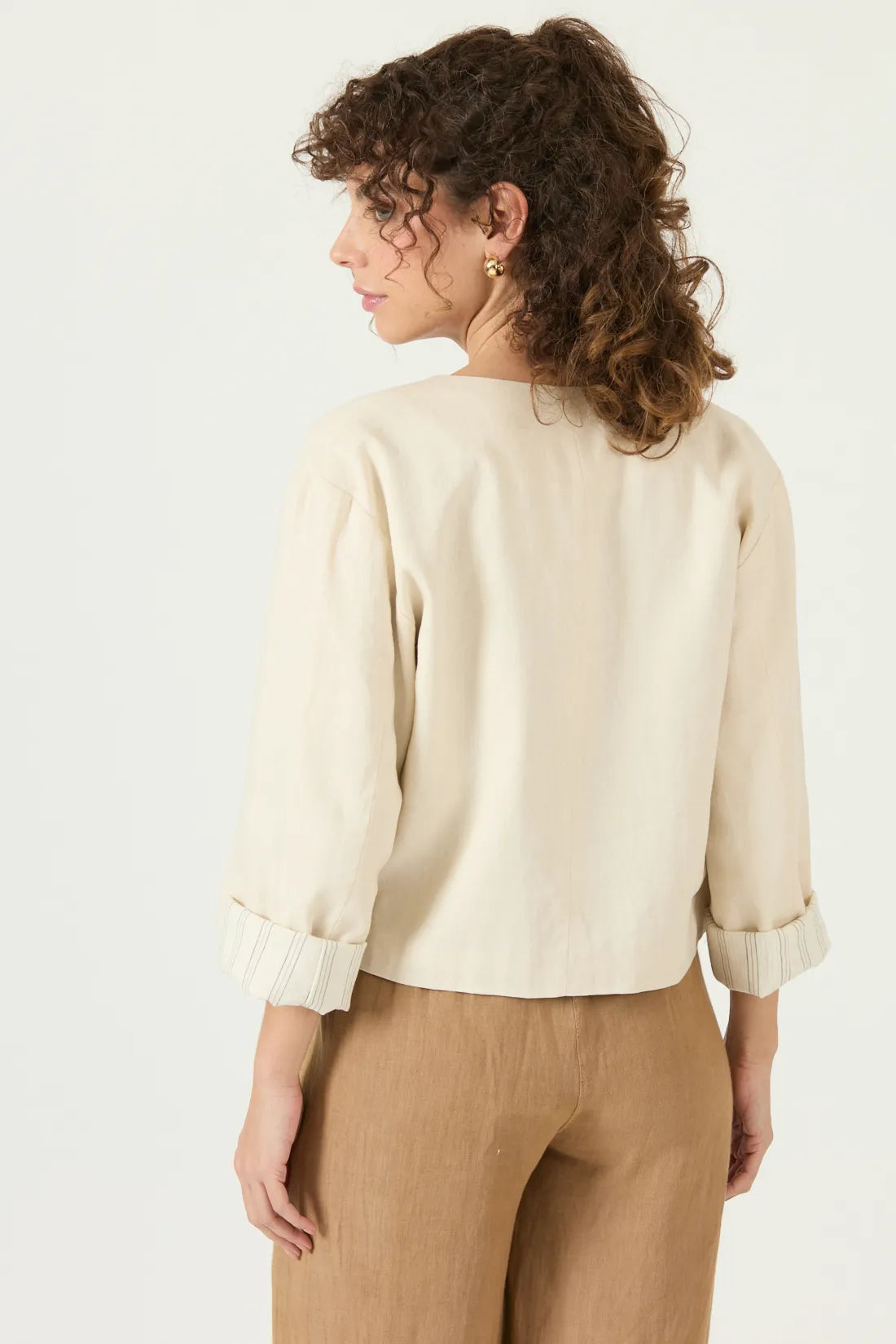 Chaqueta Mujer Corta Manga 3/4 Beige