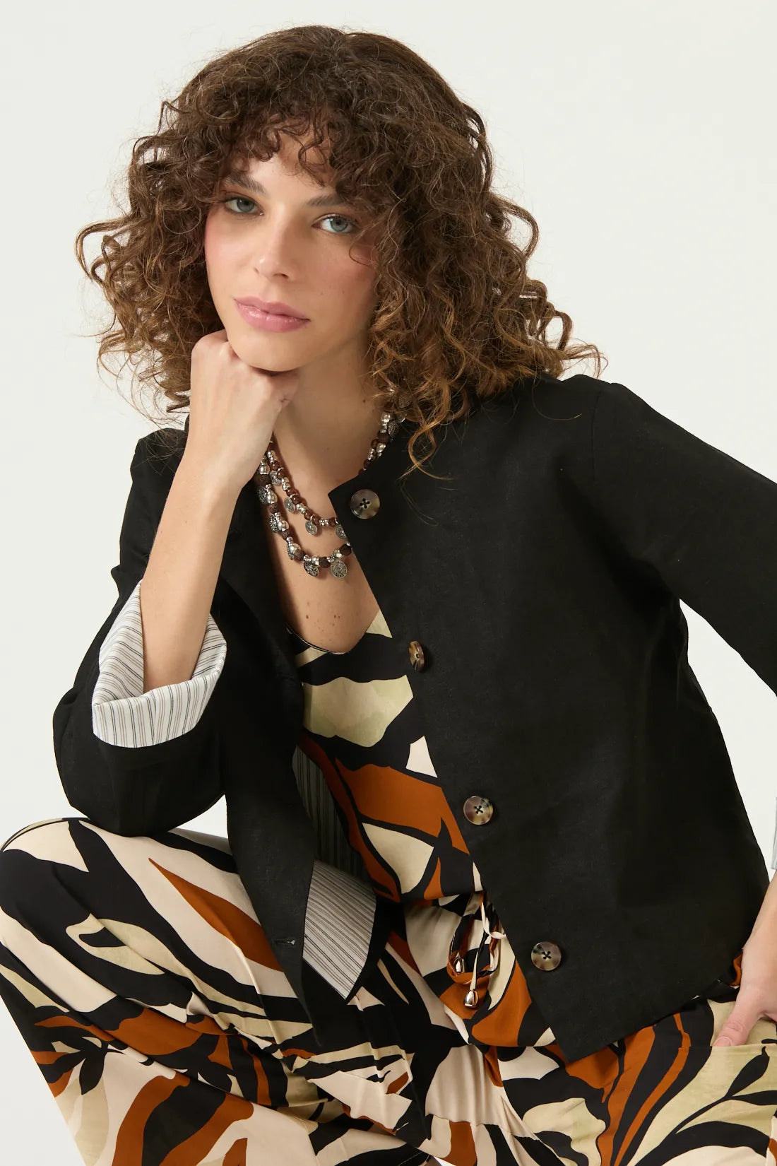 Chaqueta Mujer Corta Manga 3/4 Negro