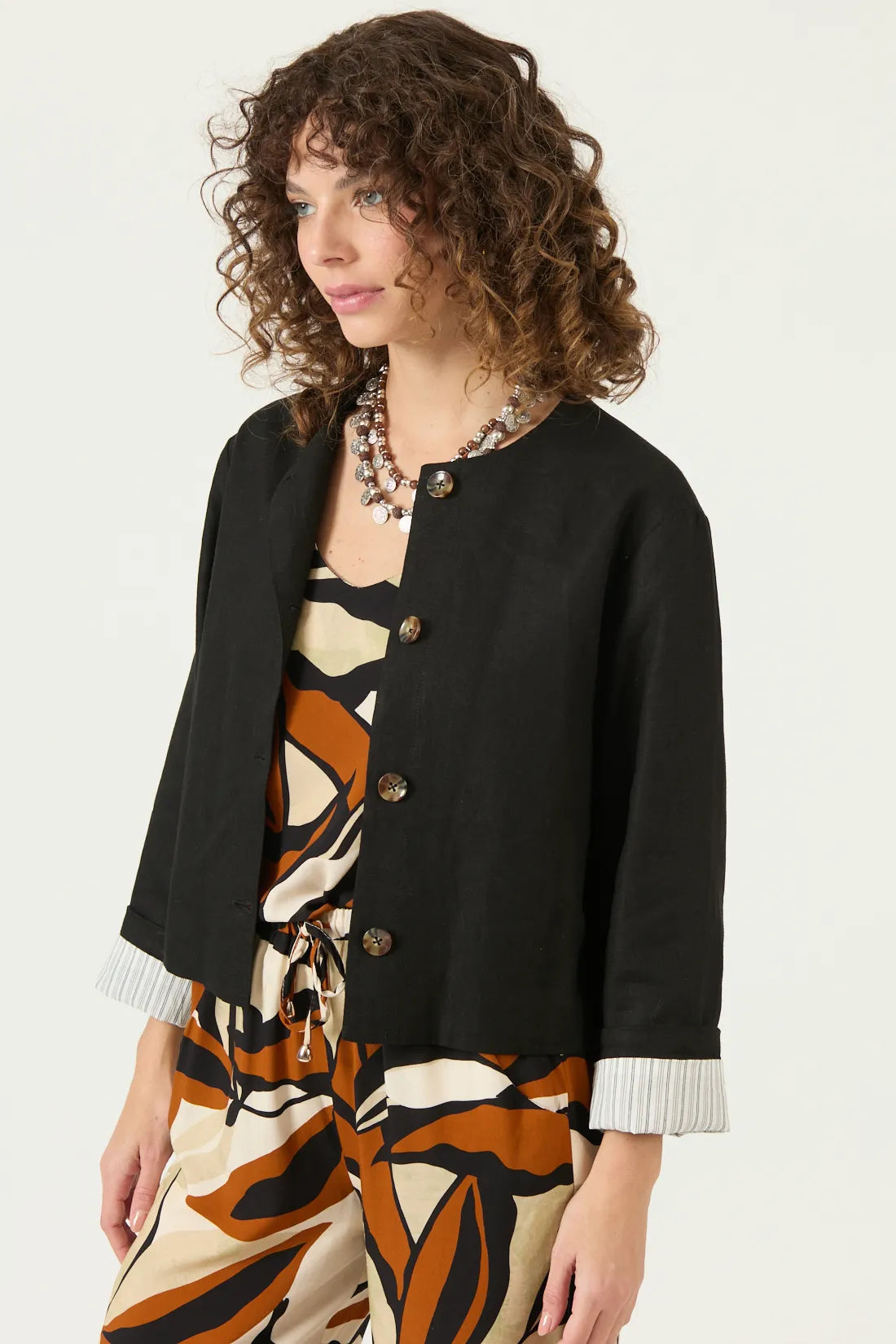 Chaqueta Mujer Corta Manga 3/4 Negro