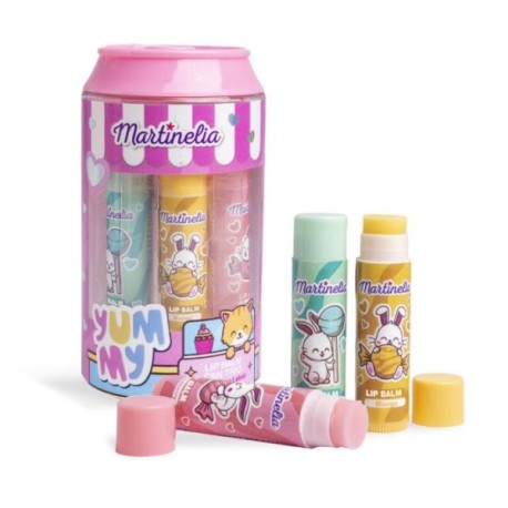 Set 3 Bálsamo Labial Martinelia Lip Balm Estuche de Lata Rosa