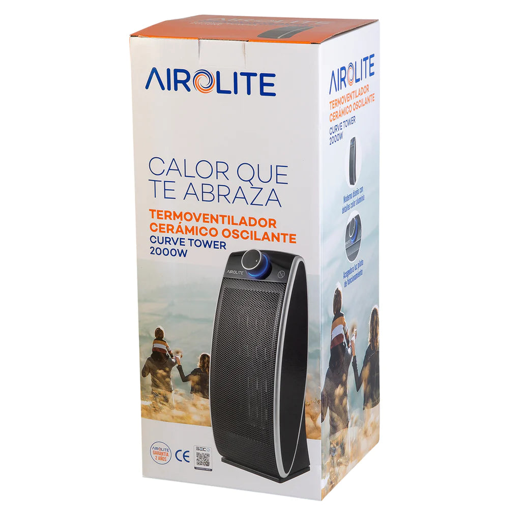 Termoventilador Ceramico Oscilante CURVE TOWER AIROLITE