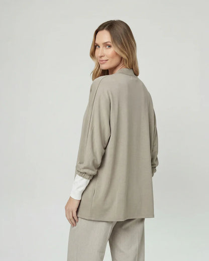 Spolverino Mujer Eva Overside Cuello Tipo Kimono Manga Caída Beige