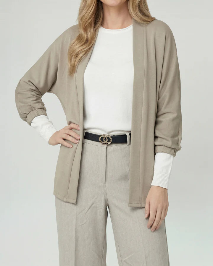 Spolverino Mujer Eva Overside Cuello Tipo Kimono Manga Caída Beige