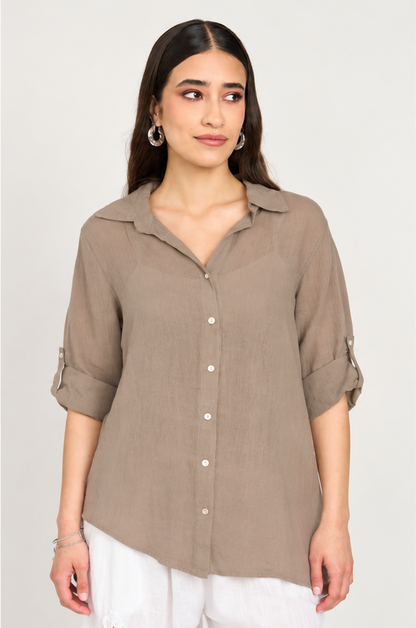 Blusa Manga Corta Defina Mujer Fango