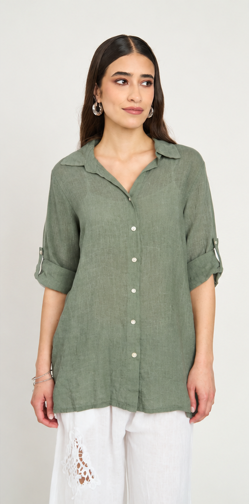 Blusa Manga Corta Defina Mujer Militar