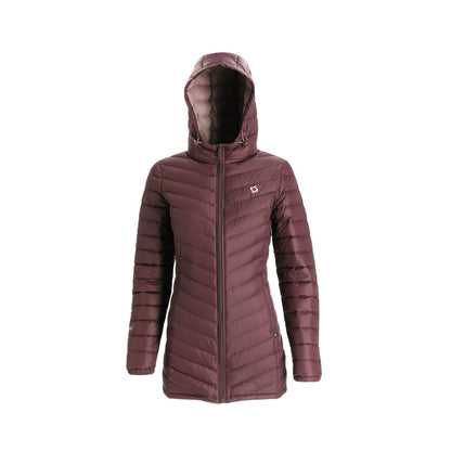 Parka Mujer Pluma Aken con Cierre y Gorro Vino