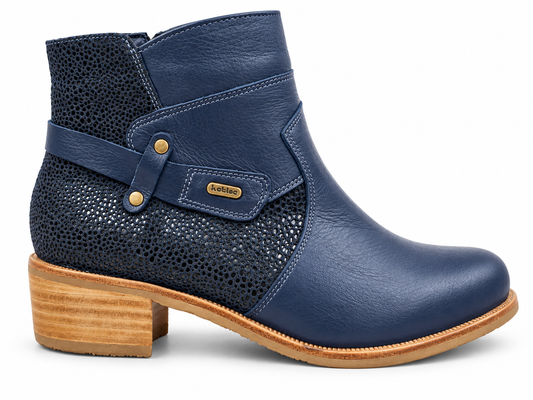 Botin Mujer Cuero Azul
