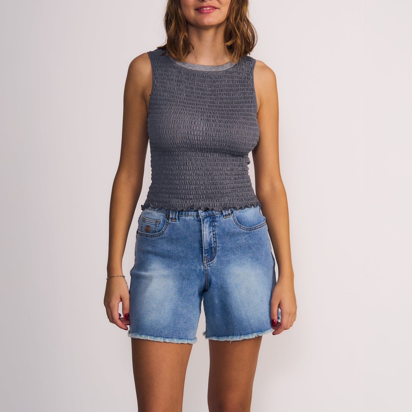 Polera Mujer Sin Mangas Gris