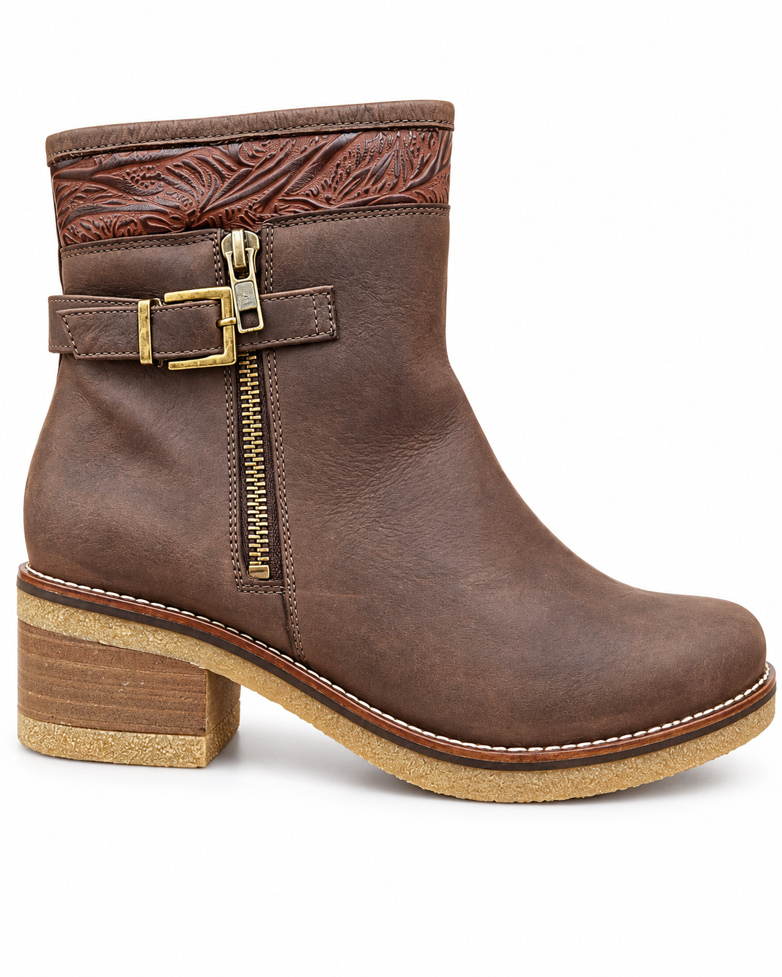 Botin Mujer Cuero Marron