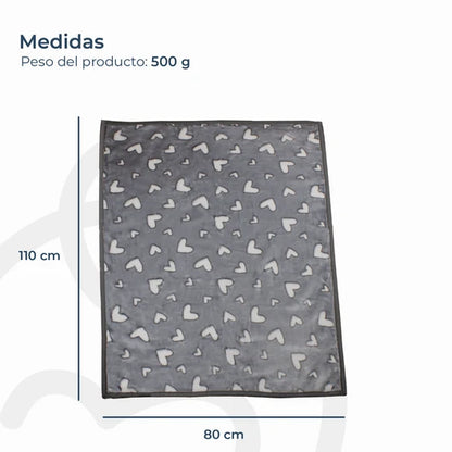 Frazada Ultra Soft Corazones 80x110cm Gris