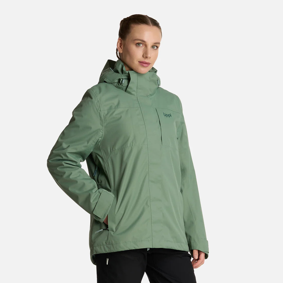 Chaqueta Mujer Tres Cruces Fusion-3 Hoody Jacket Jade Oscuro