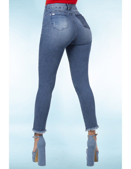Jeans Mujer Alto Verano 3416 Jannet Patchwork