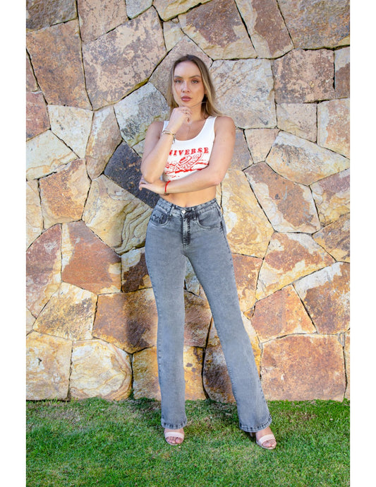 Jeans Mujer Flare 4169-01 Gris