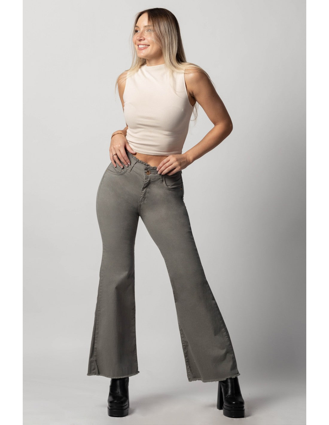 Jeans Mujer Palazzo 3832-09 otoño invierno Verde