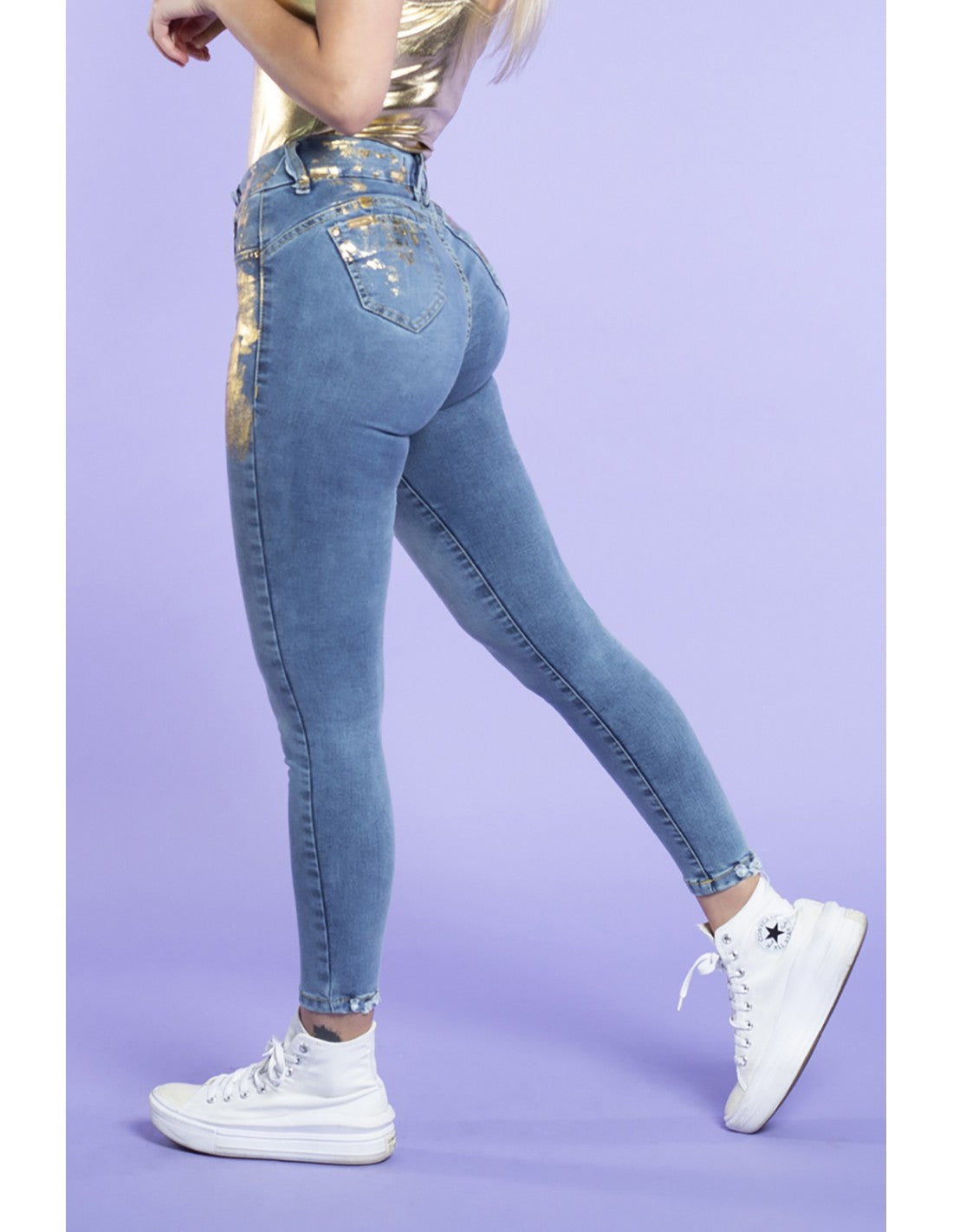 Jeans Mujer Skinny 3356 foil dorado Sarah