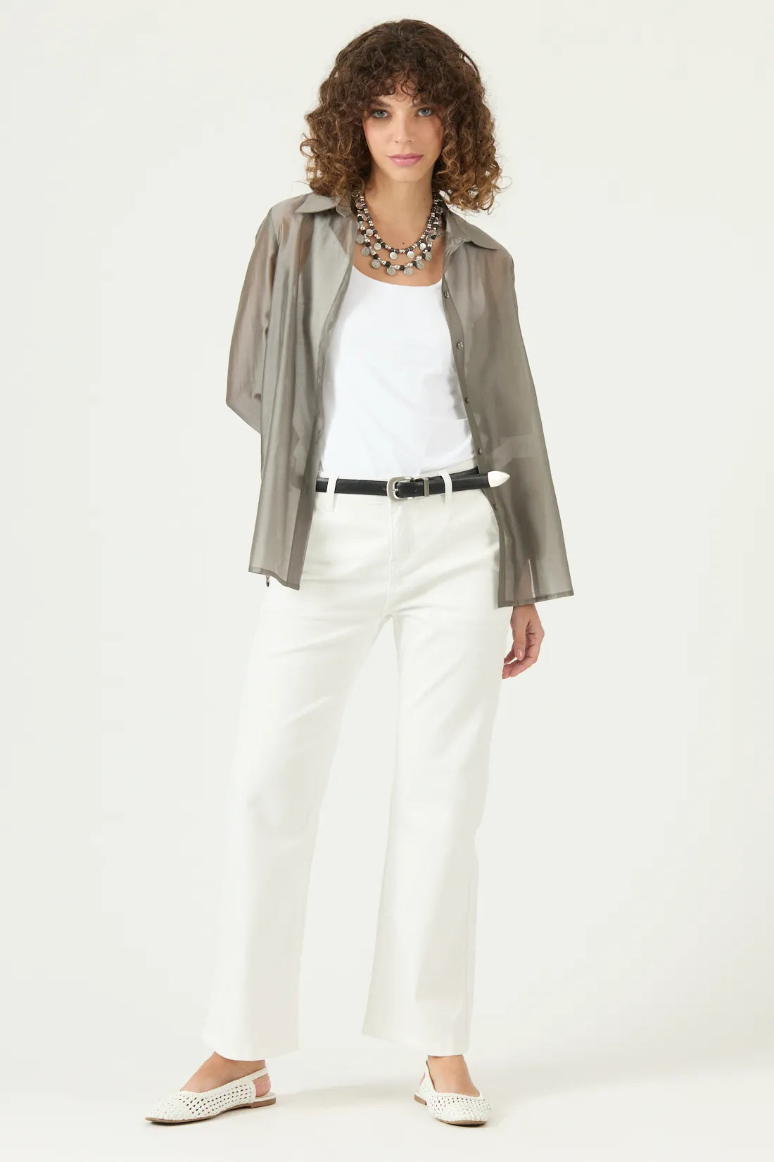Jeans Mujer Straight Blanco