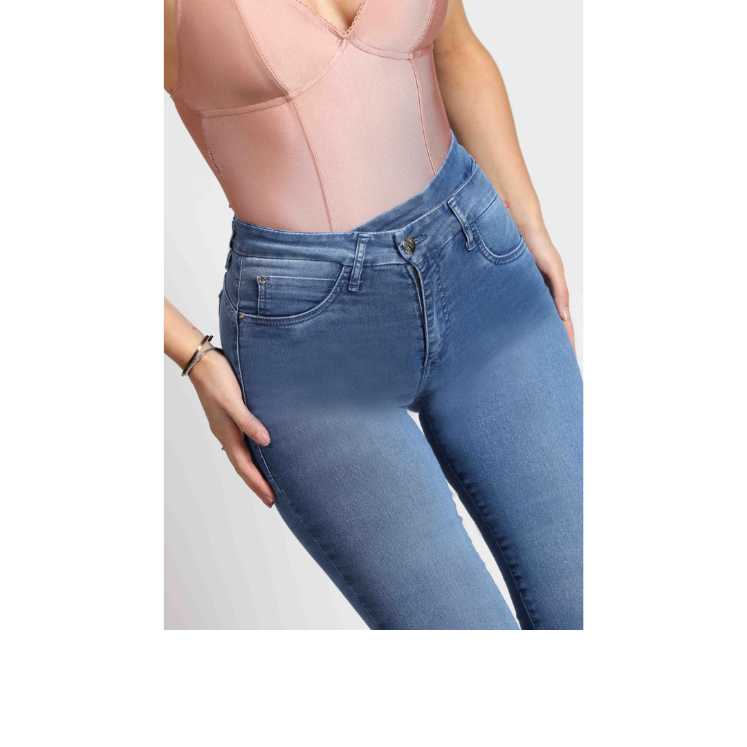 Jeans Mujer Cintura Pitillo Azul 4015