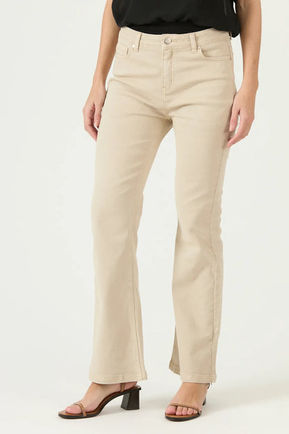 Jeans Mujer Flare Beige