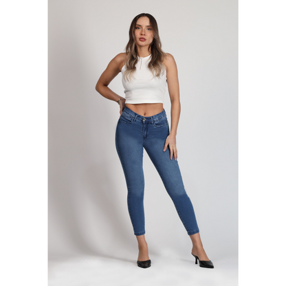 Jeans Mujer Medio Tobillo Azul 4042