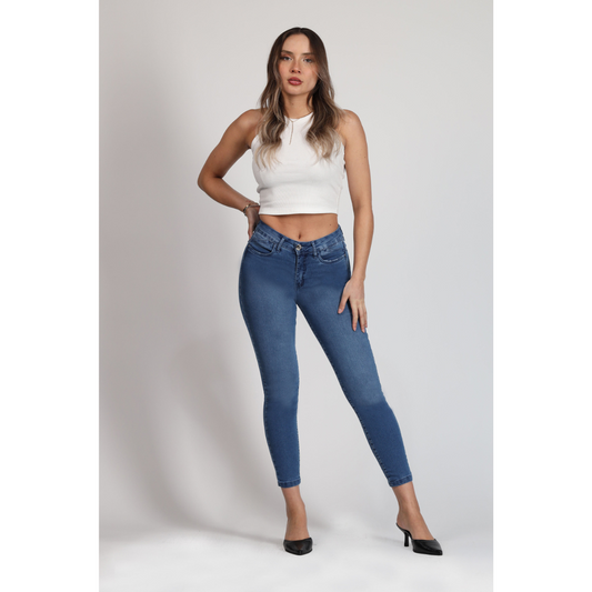 Jeans Mujer Medio Tobillo Azul 4042