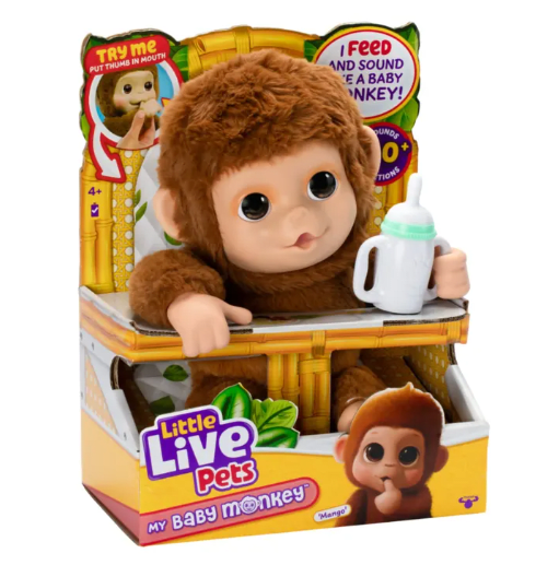Peluche Interactivo Little Live Pets: My Baby Monkey (Mango el Bebé Mono)