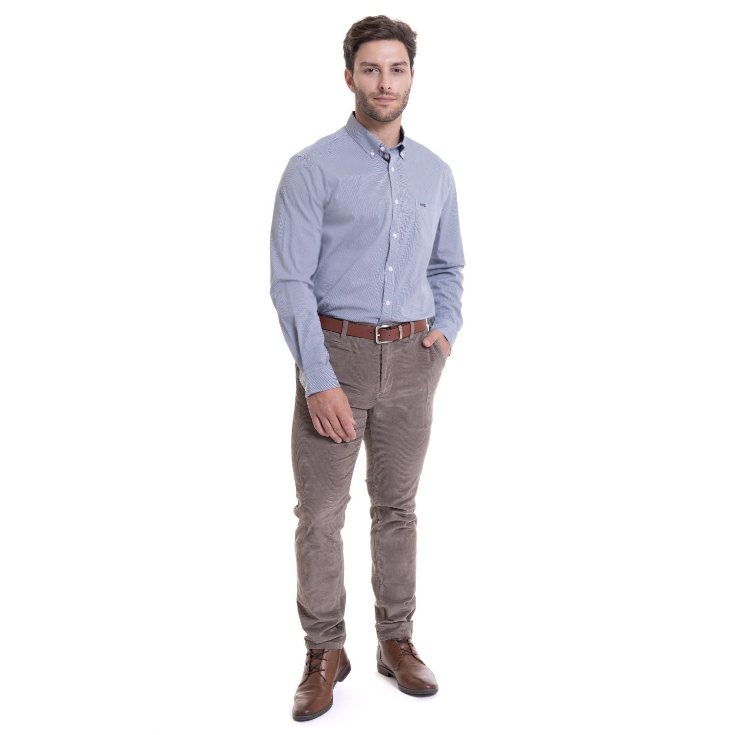 camisa-hombre-bronx-micro-cuadro-regular-fit-azul-marino