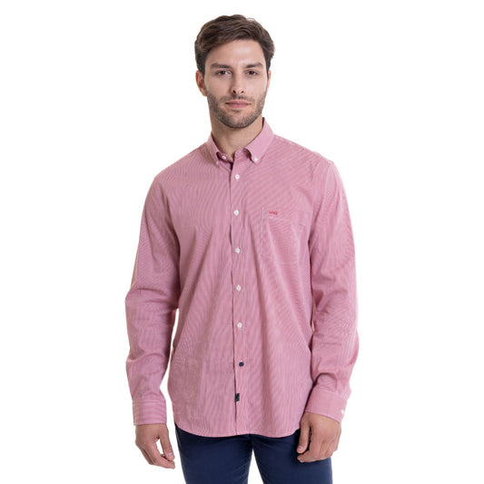 Camisa Hombre Bronx Micro Cuadro Regular Fi Rojo