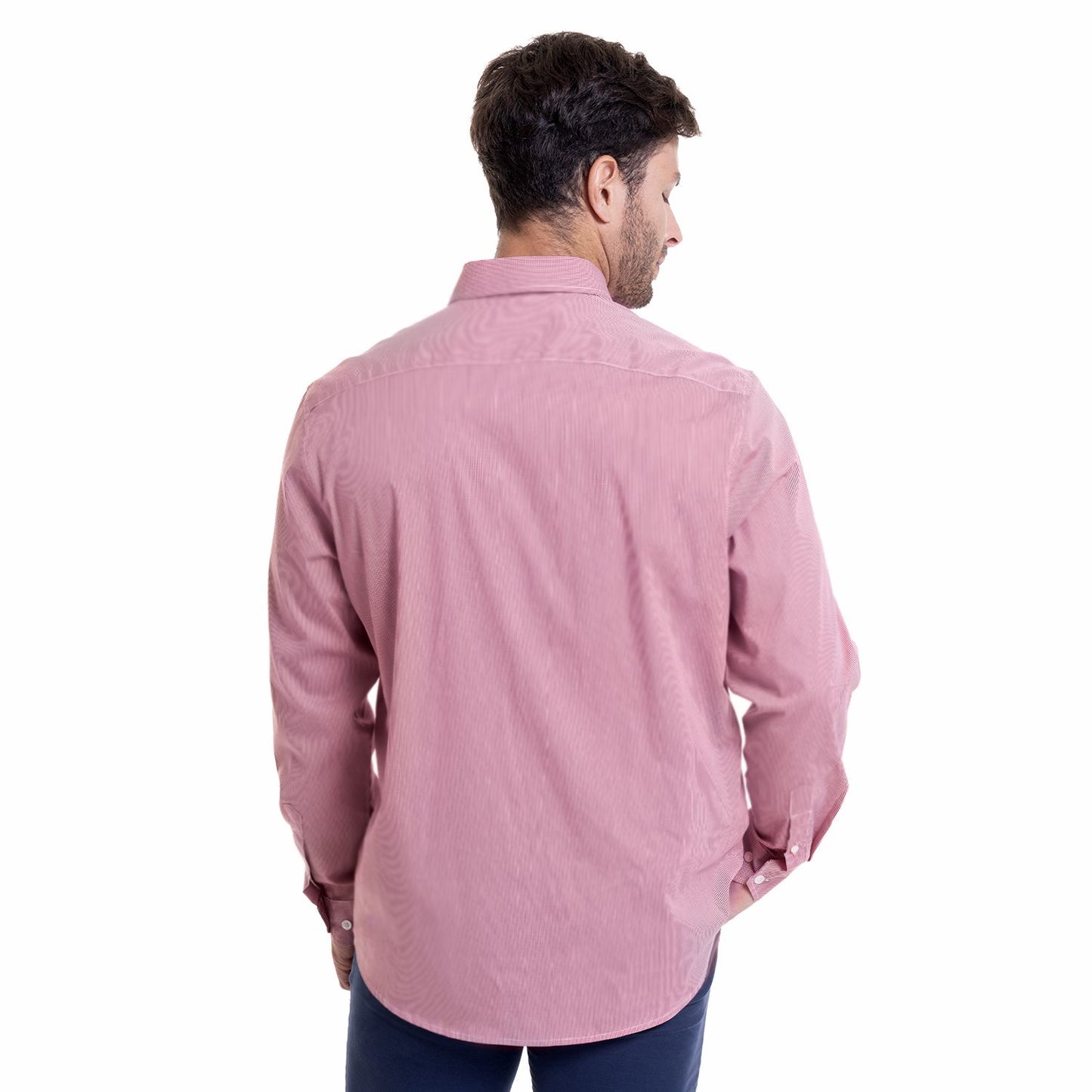 Camisa Hombre Bronx Micro Cuadro Regular Fi Rojo