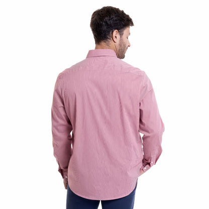Camisa Hombre Bronx Micro Cuadro Regular Fi Rojo
