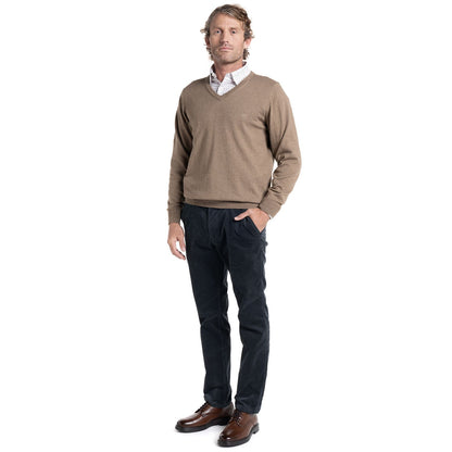 Sweater Hombre Manga Larga Melange Cuello V Taupe