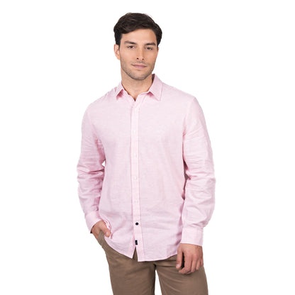 Camisa Hombre East Village Lino Regular Fit Rosado