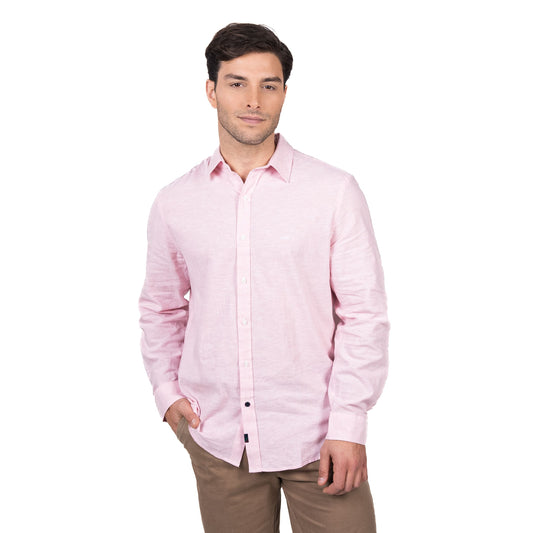 Camisa Hombre East Village Lino Regular Fit Rosado