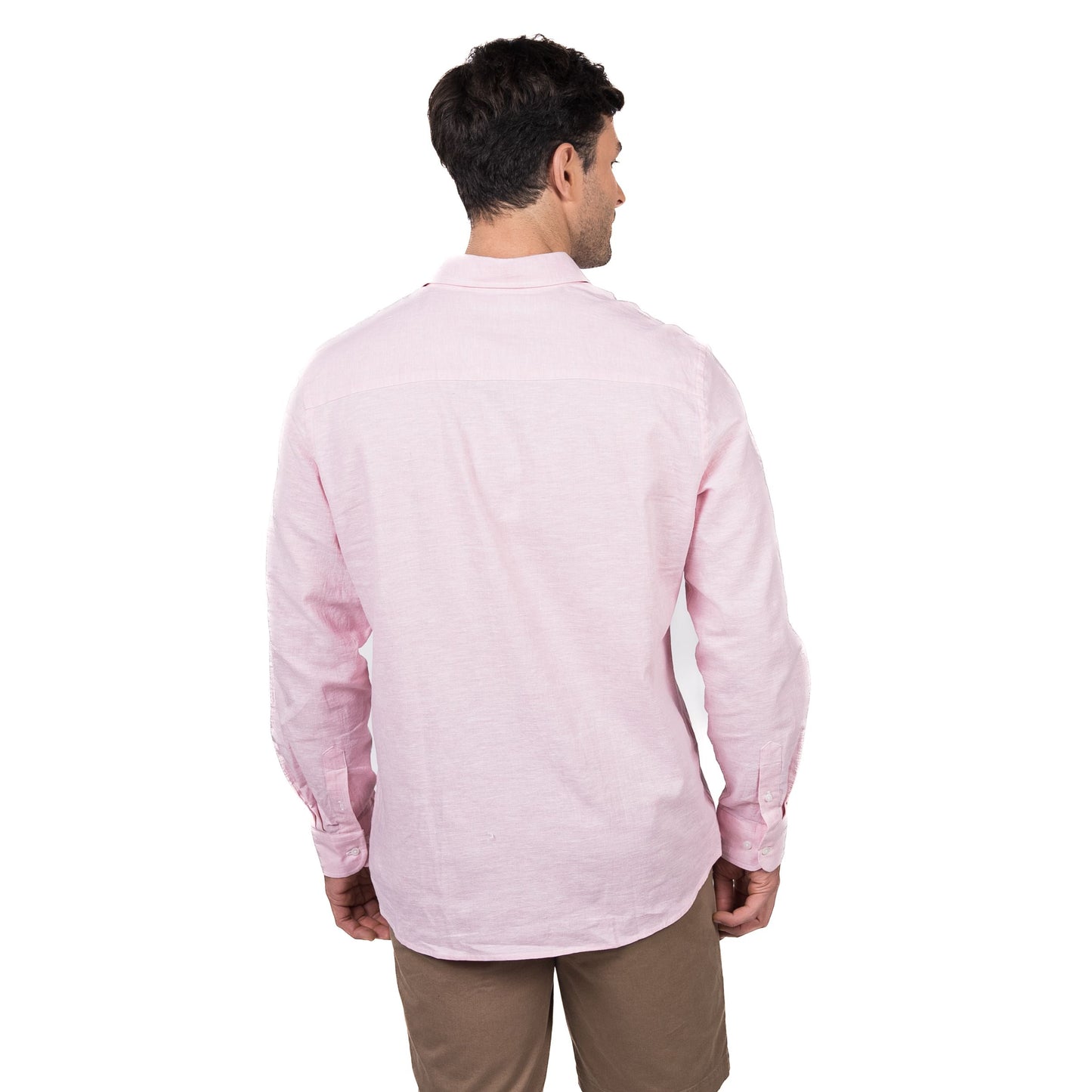 Camisa Hombre East Village Lino Regular Fit Rosado
