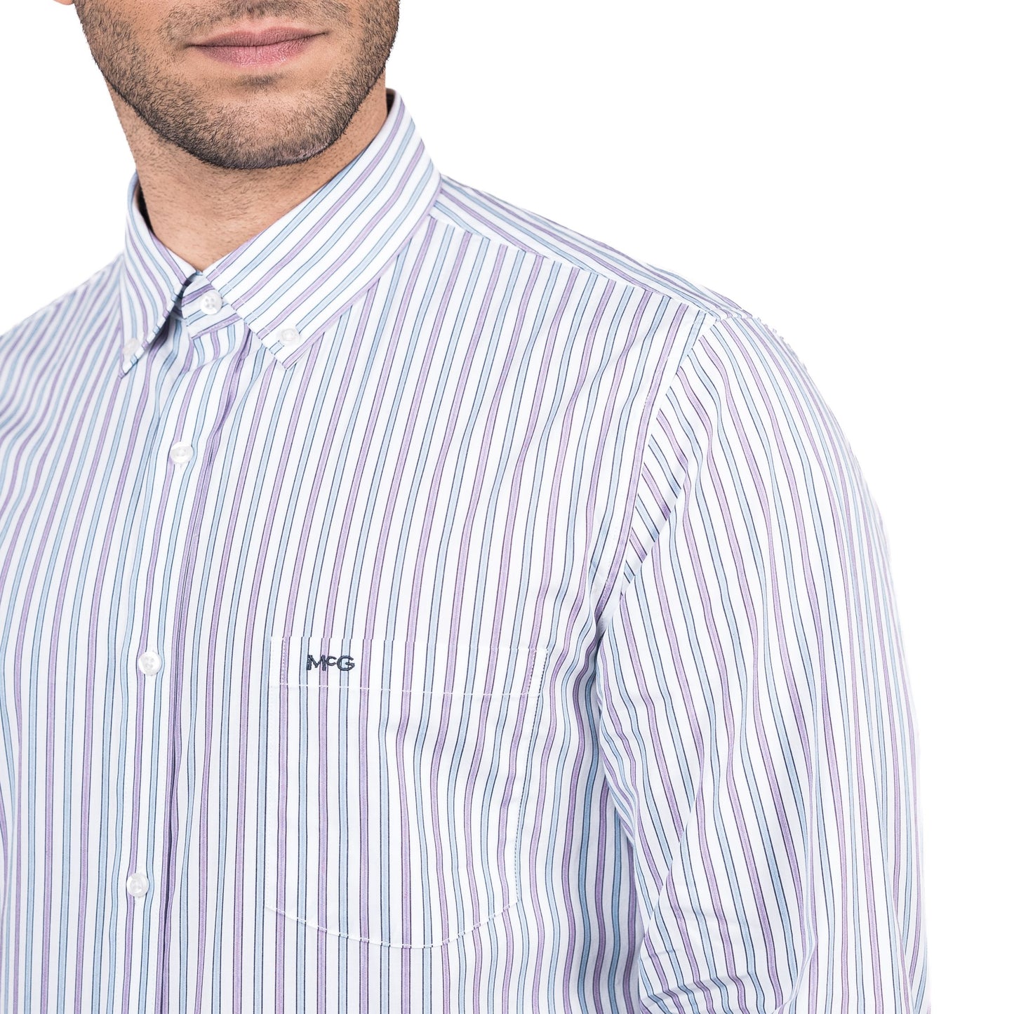 Camisa Hombre Rockefeller Smart Listada Comfort Fit Lila