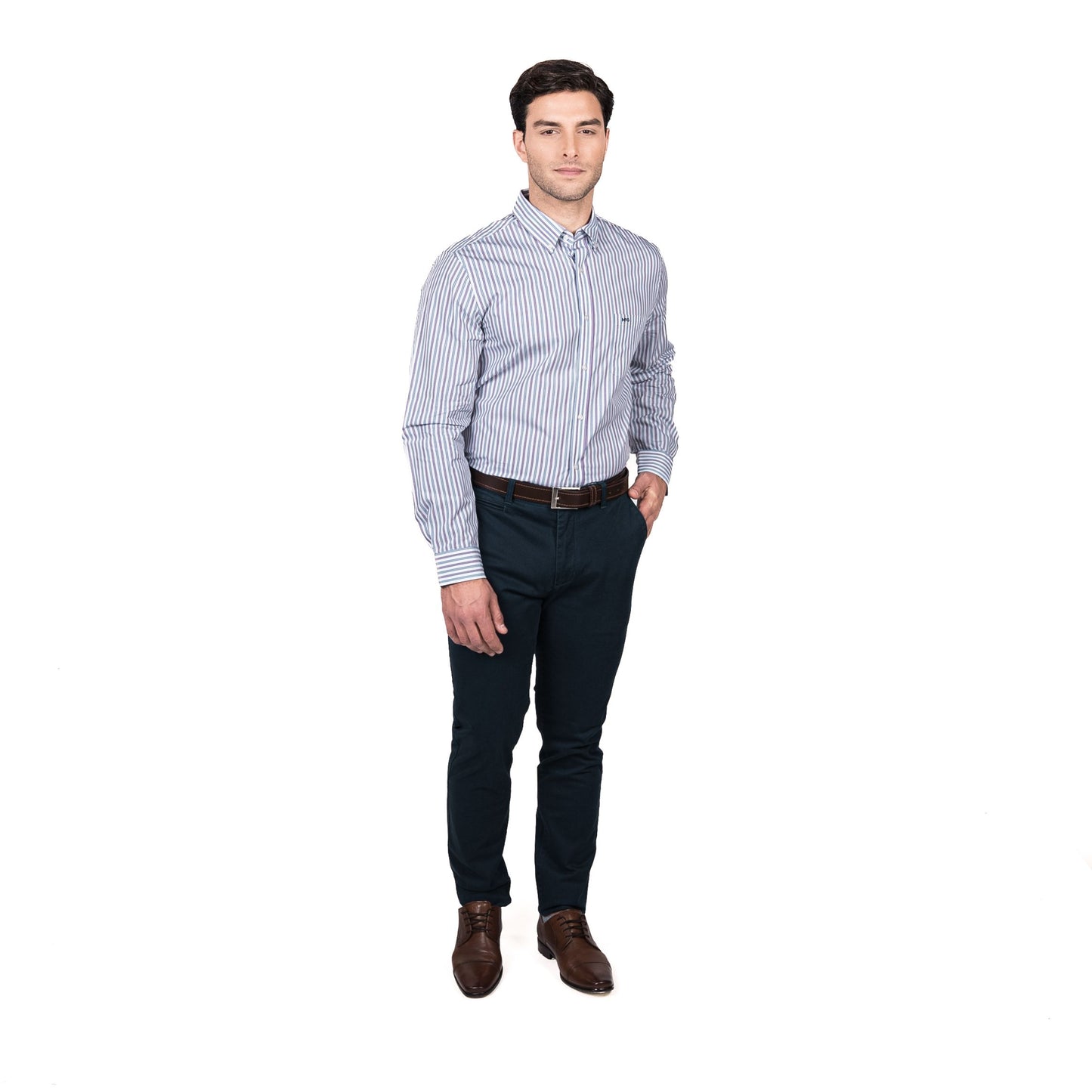 Camisa Hombre Rockefeller Smart Listada Comfort Fit Lila