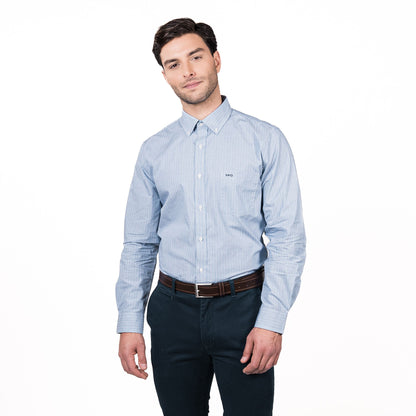 Camisa Hombre Rockefeller Smart Listada Comfort Fit Azul
