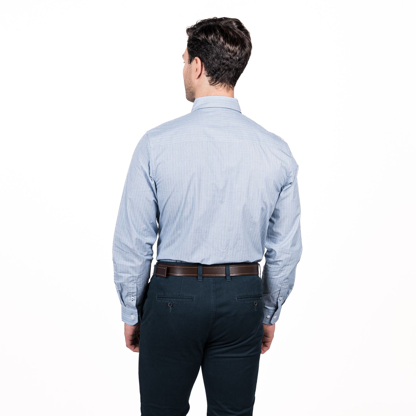 Camisa Hombre Rockefeller Smart Listada Comfort Fit Azul